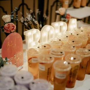 Boba bar at my wedding. Drinks provided by Chaos Bubble Tea, décor and signage provided by me.