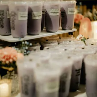 Boba bar at my wedding. Drinks provided by Chaos Bubble Tea, décor and signage provided by me.