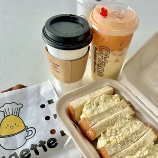 a sandwich and coffee