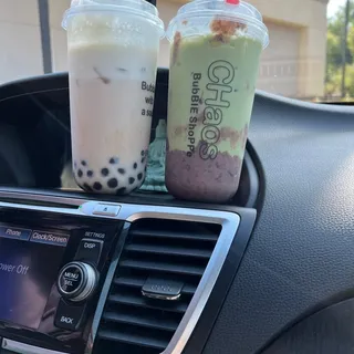 Matcha Latte with Red Bean Paste