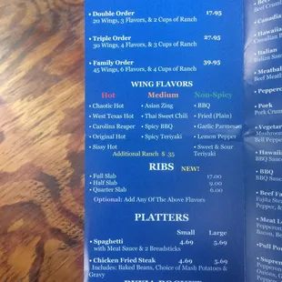 menu