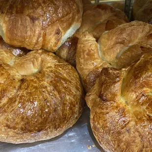 a close up of a variety of pastries