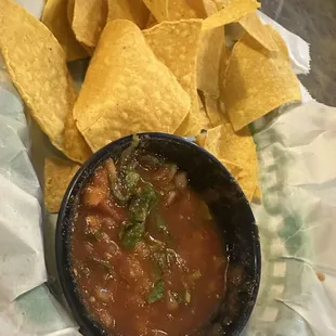 Complimentary chips and salsa - fresh and spicy!