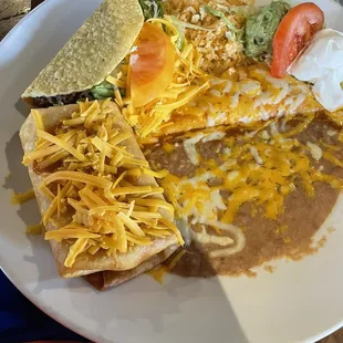 Chimichanga, cheese enchilada &amp; a beef taco