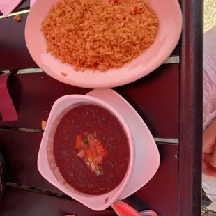 Sides of rice and black beans