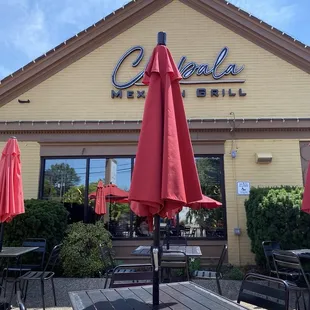 Outside the restaurant