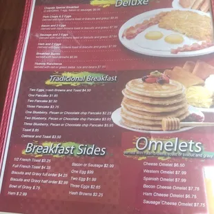 the breakfast menu