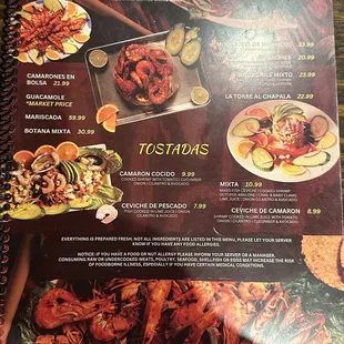 Menu as of September 2023