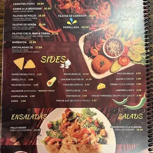 Menu as of September 2023