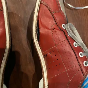a pair of red shoes