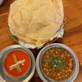 Halwa, Chana, and Puri