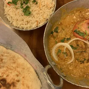 Butter Chicken rice and naan