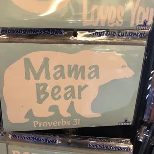 mama bear stickers on display