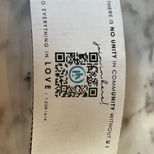 Coffee sleeve with company logo.