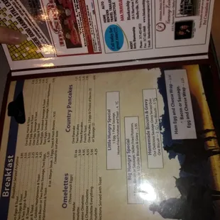 the menu for the restaurant