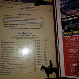 the menu and prices