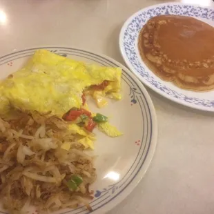 Veg omelet and pancake