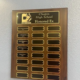 Chapin Highschool Honored Ex