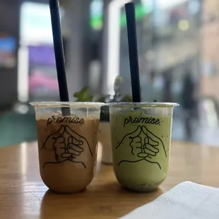 Viet coffee and strawberry matcha