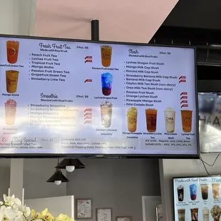 Fantastic Cold Fresh Fruit Teas, Refreshing Slush and Smoothies Menu