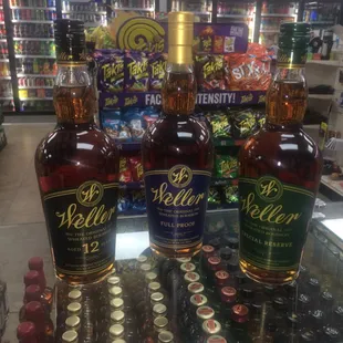 a selection of bottles in a store