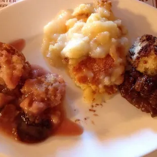 Plum cobbler, peach cobbler and chocolate cobbler