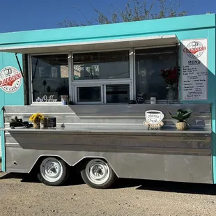 a blue food truck