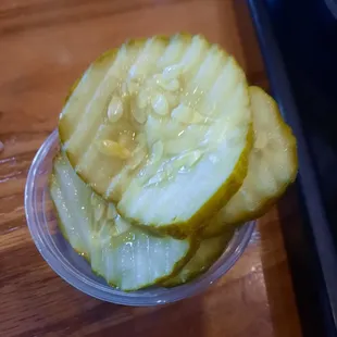 Pickles from self-serve fixins' bar