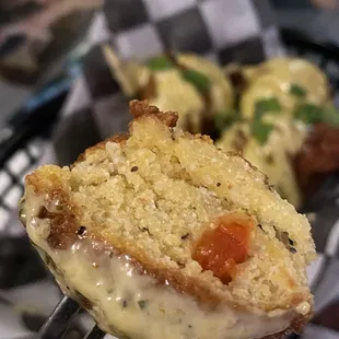 Inside corn fritters