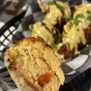 Inside corn fritters