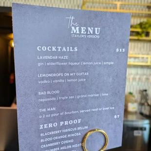Taylor Swift specialty menu