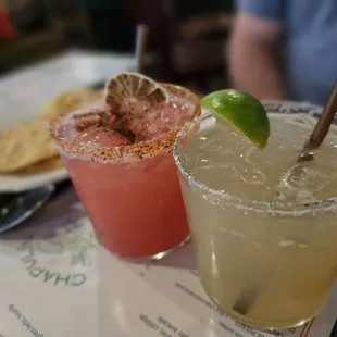 Marg on the rocks &amp; a watermelon mezcal cocktail