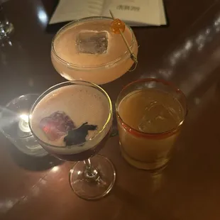 peach cocktail and mezcal cocktail