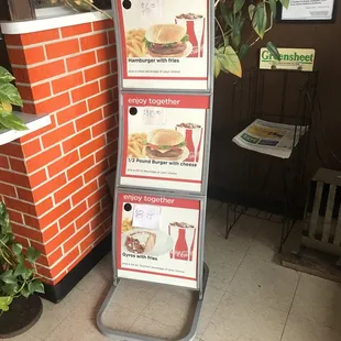 a menu for a fast food restaurant