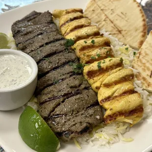 Beef and chicken combination platter