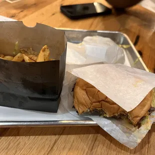 Chard original burger, French fries