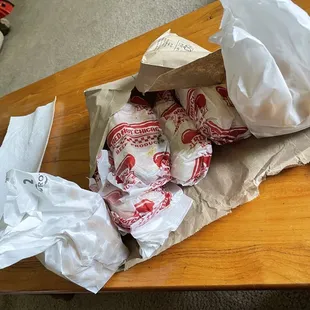a bag of food on a table