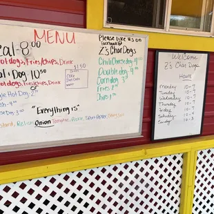 menus on the wall of a restaurant