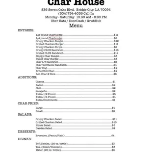 Updated menu: