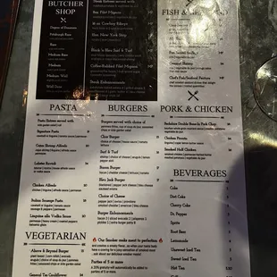 Current menu