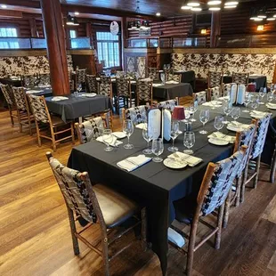 Dining room prepped for dinner.