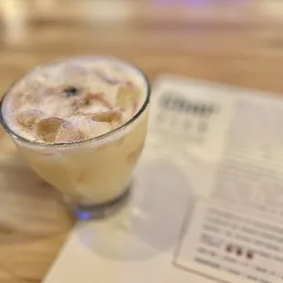 a drink in a glass