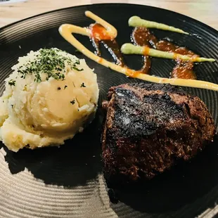 Filet with garlic mashed potatoes