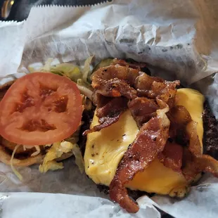 Happy hour $6 bacon burger