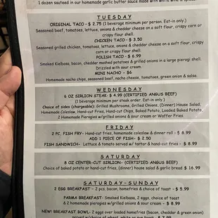 menu