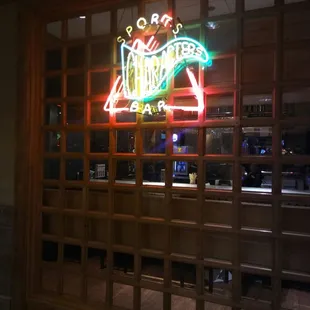 neon sign in window