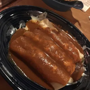 3 chicken enchiladas $8.50