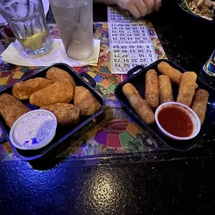 Jalapeño poppers and mozzarella sticks
