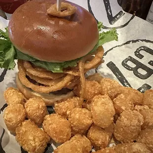 Burger and tots