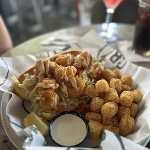 Shrimp Poboy with tater tots
